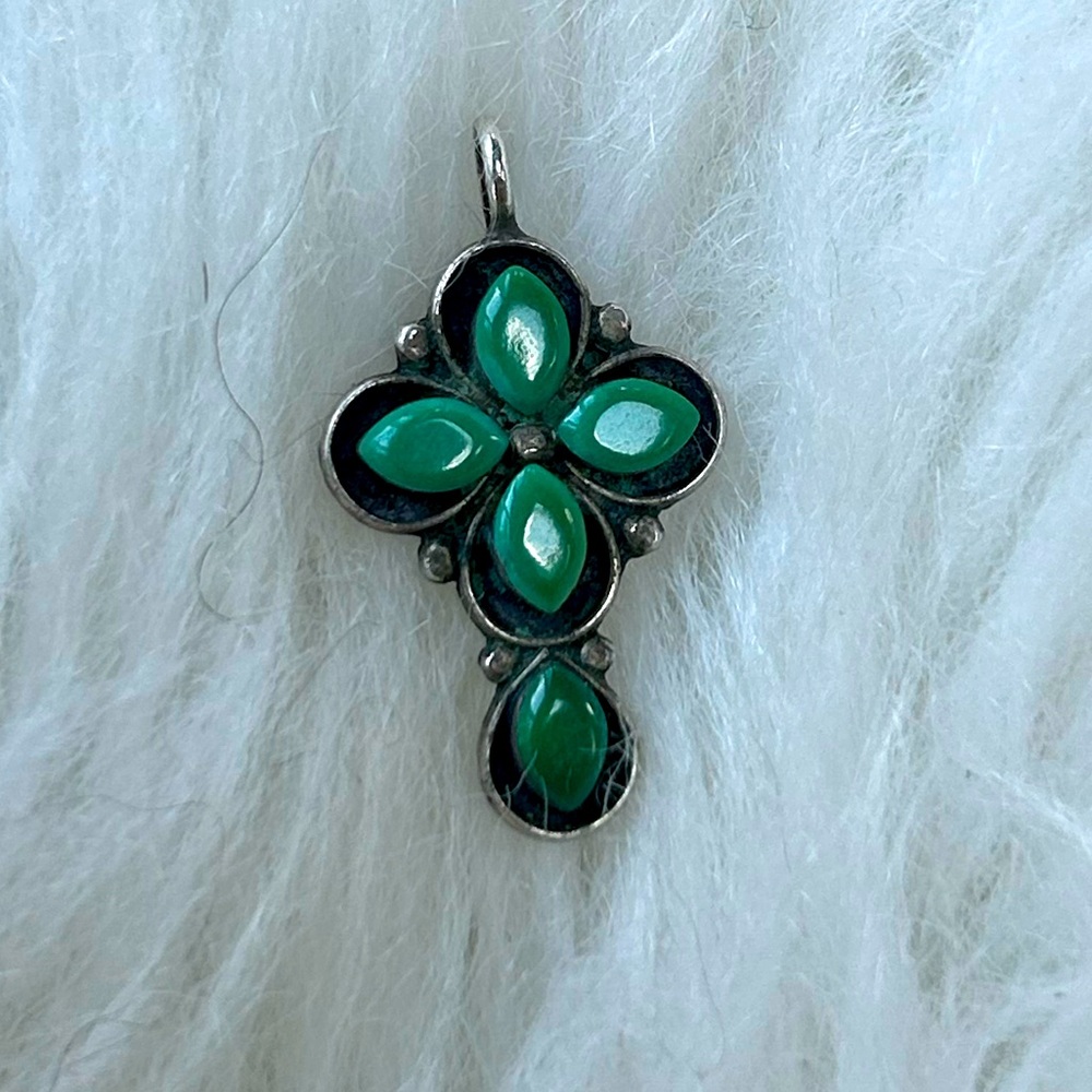 Sterling silver & turquoise cross pendant